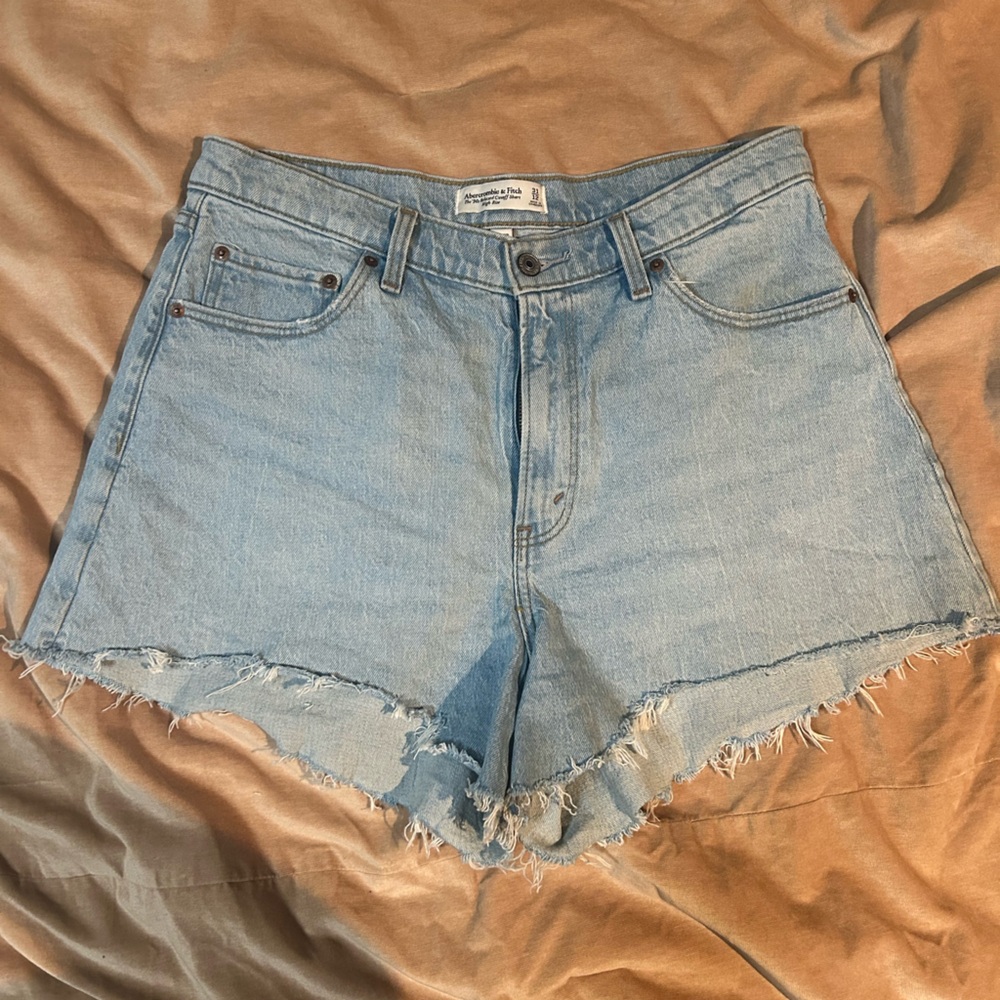 Abercrombie & Fitch Light Blue Denim High Rise Cutoff Shorts